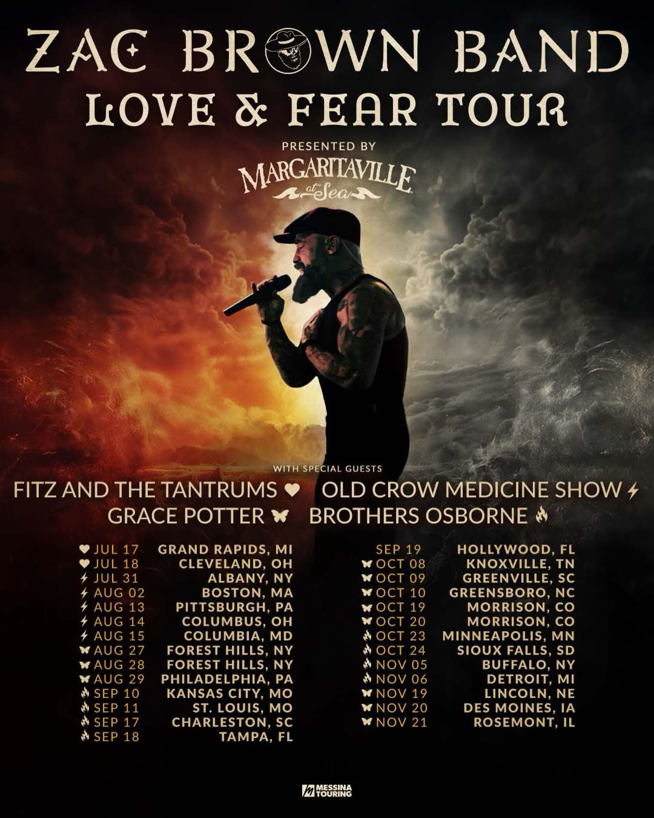 Zac Brown Band Love and Fear Tour Poster 2026